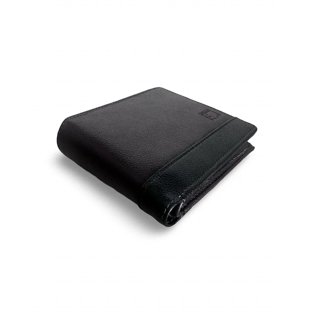 Bobson International Luxury Black Pebbled Leather Bofold mens wallet unused
